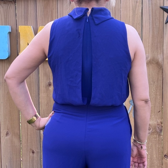 Women's royal blue Sleeveless Jumpsuit in Blue 4 - Picture 4 of 7